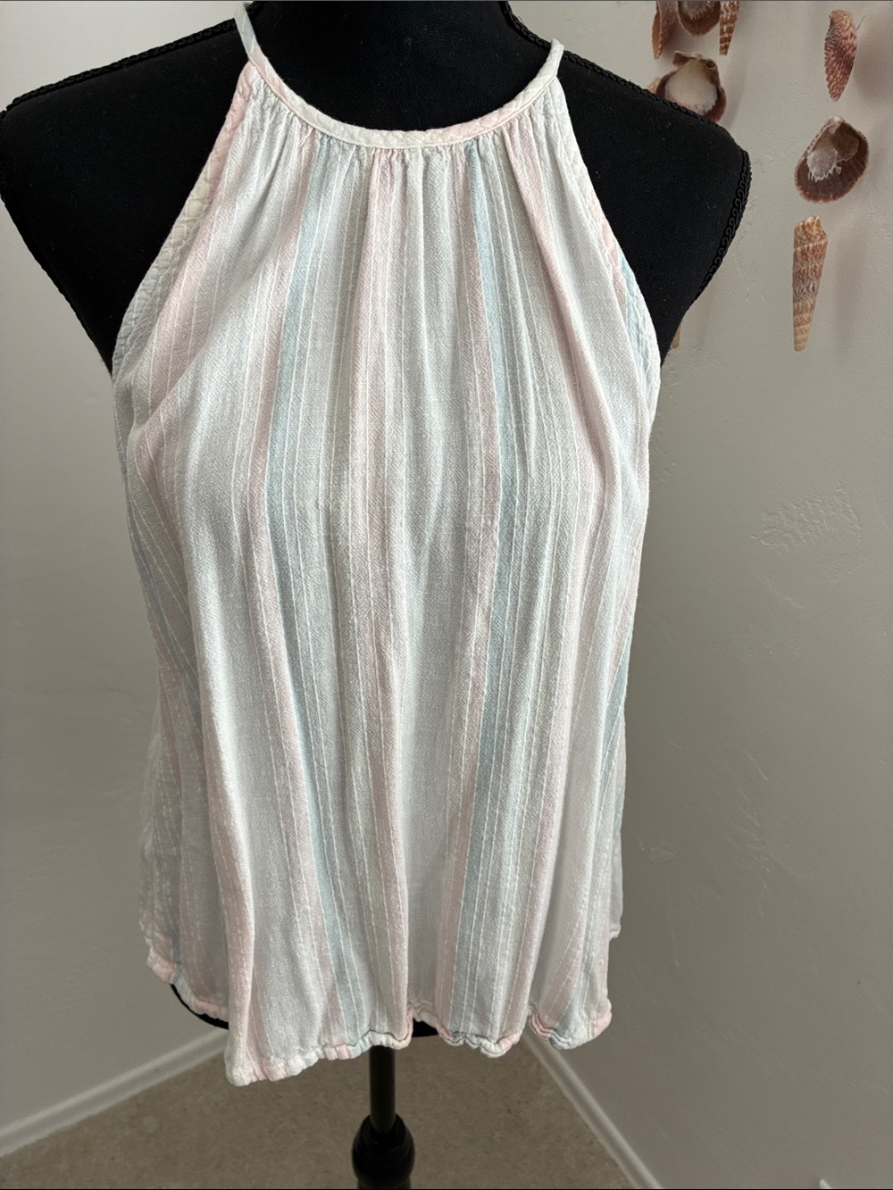 Bella Dahl Pastel Pink and Mint Striped Halter Camisole